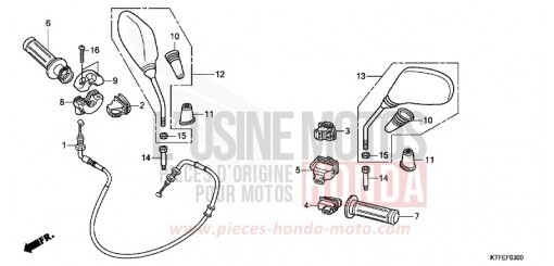 COMMUTATEUR/CABLE/MIROIR SH125C de 2012